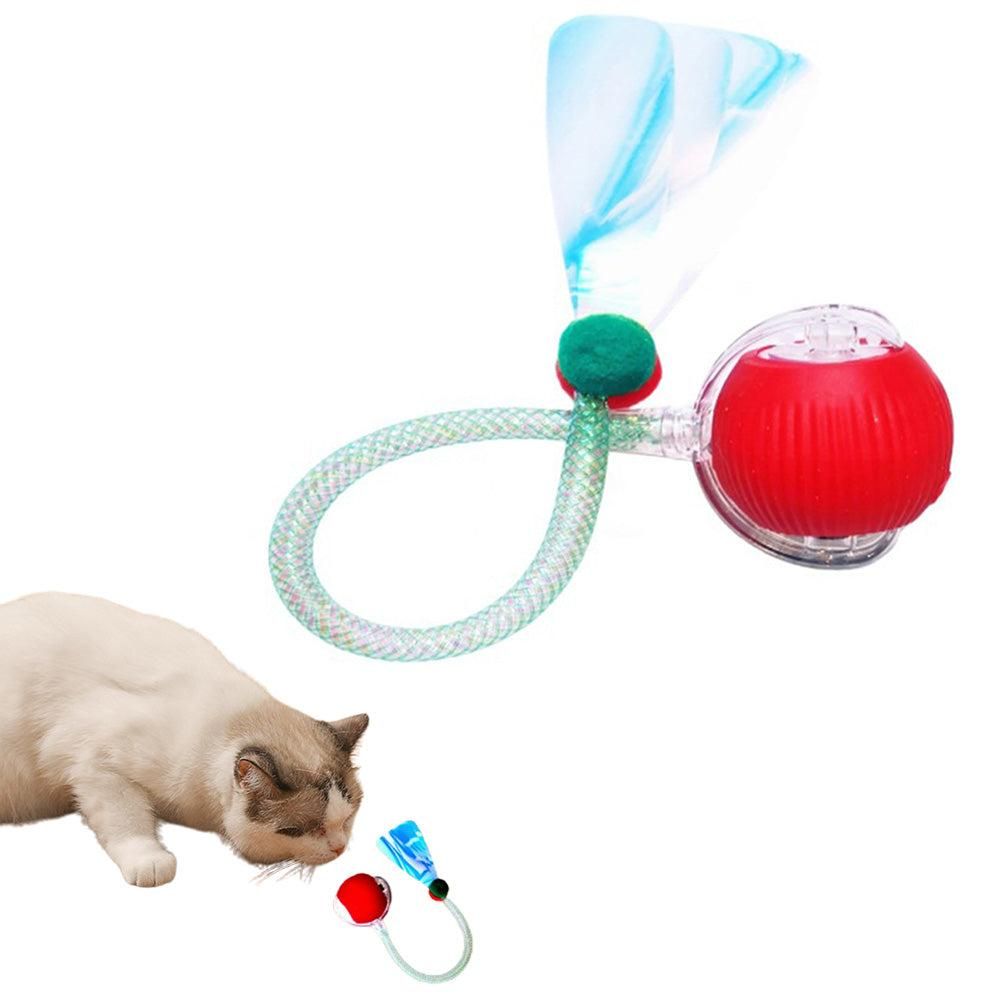 Interactive Auto-Rolling Cat Ball with Dragonfly Tail