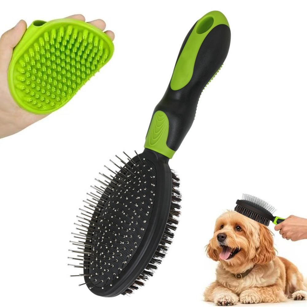 2-Piece Deshedding & Bath Brush Set – Green