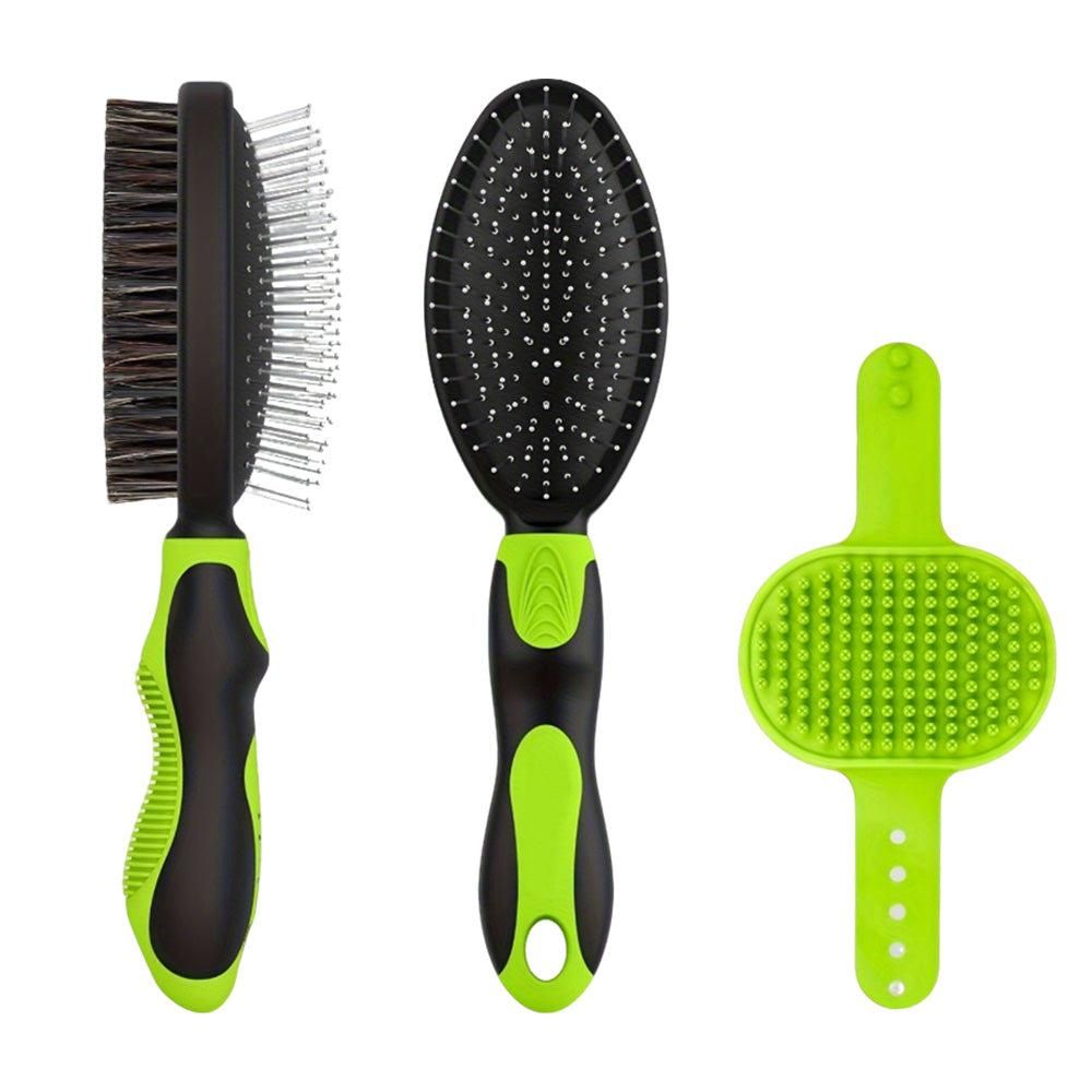 2-Piece Deshedding & Bath Brush Set – Green
