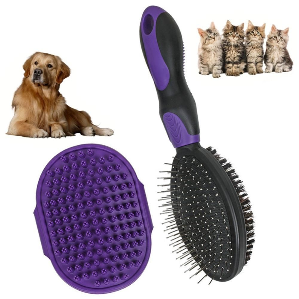 2-Piece Deshedding & Bath Brush Set – Green