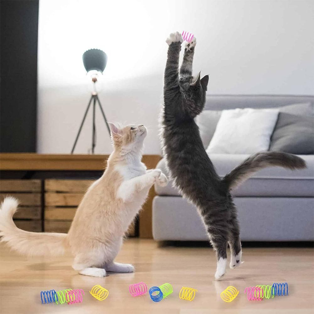 40-Pack Colourful Cat Spring Toys