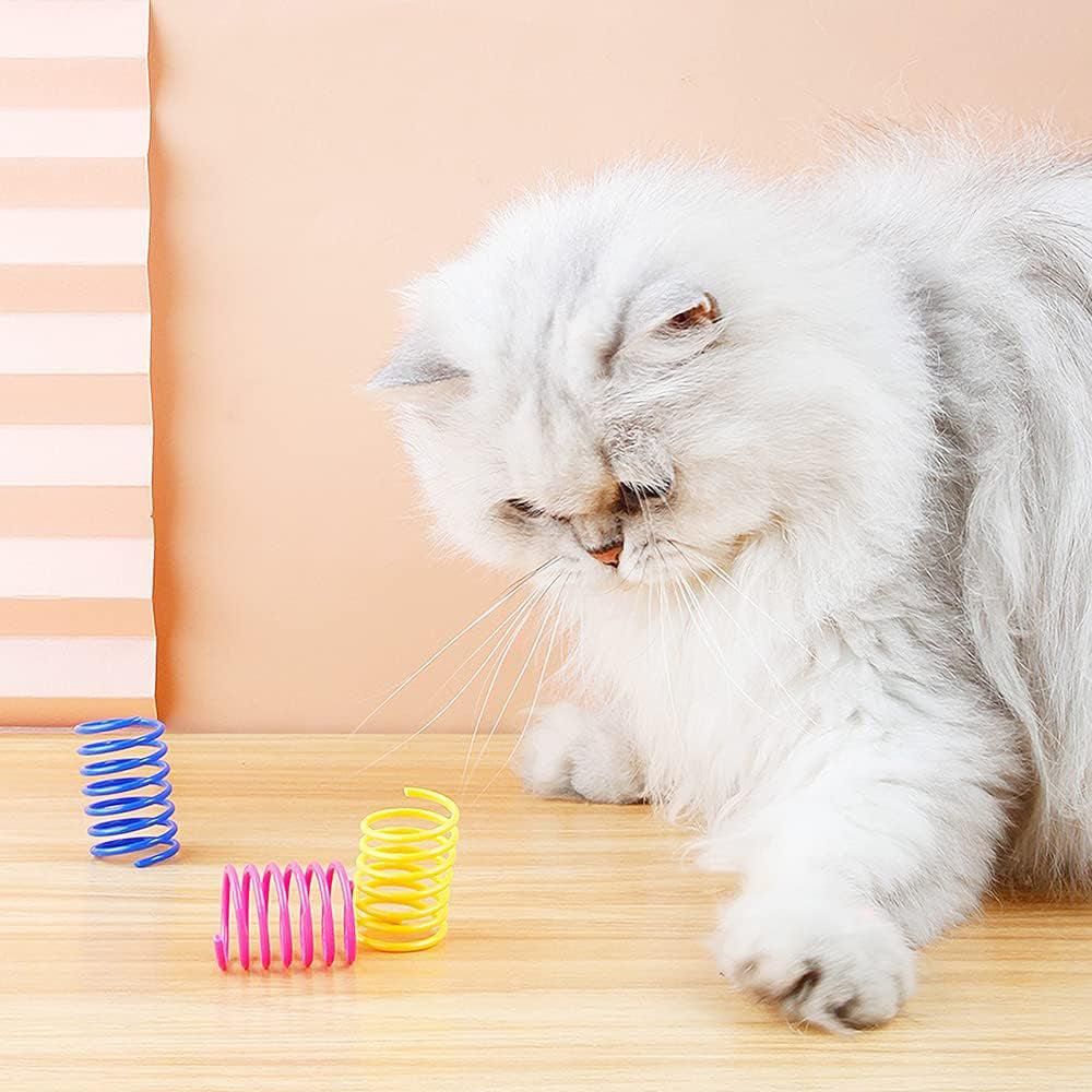 40-Pack Colourful Cat Spring Toys