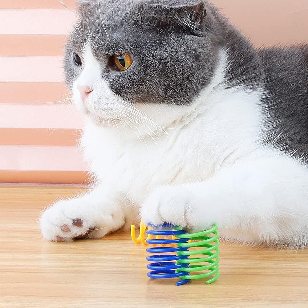 40-Pack Colourful Cat Spring Toys