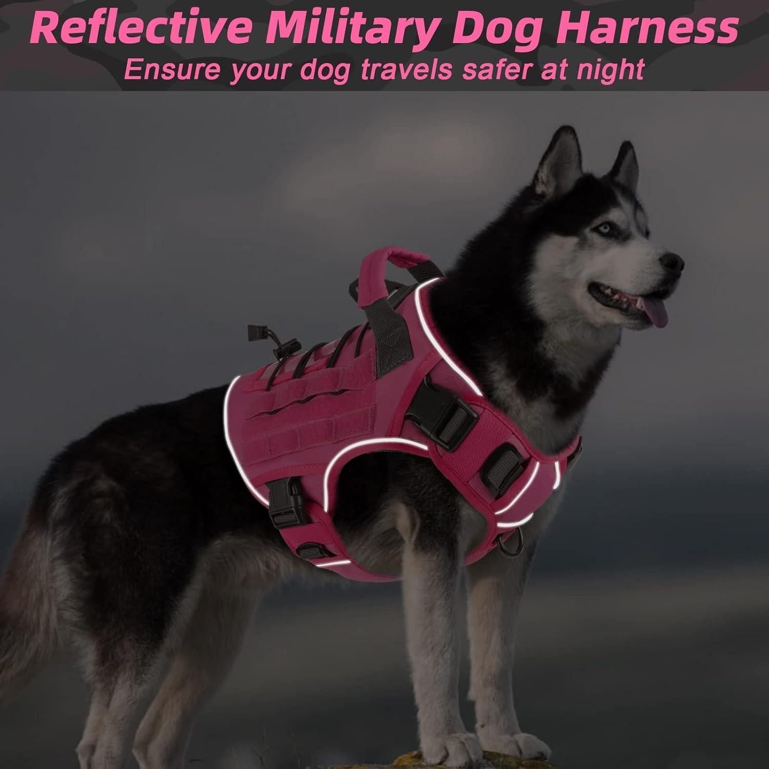 No-Pull Reflective Dog Harness – Black, Size L
