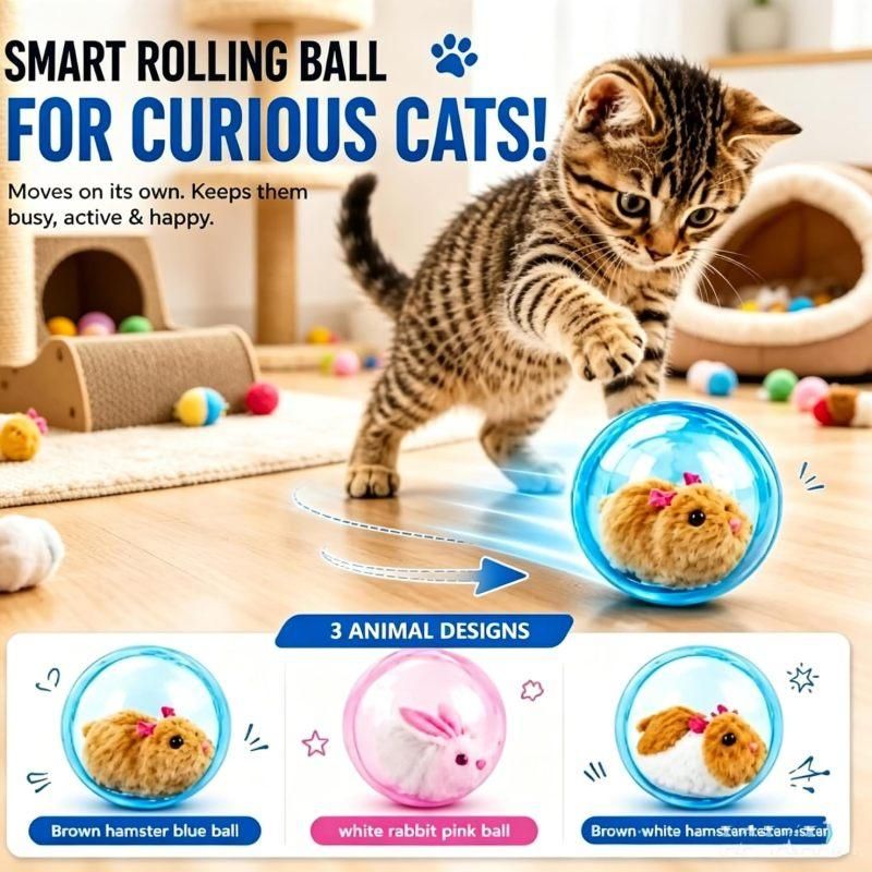 Self-Rolling Interactive Plush Pet Ball