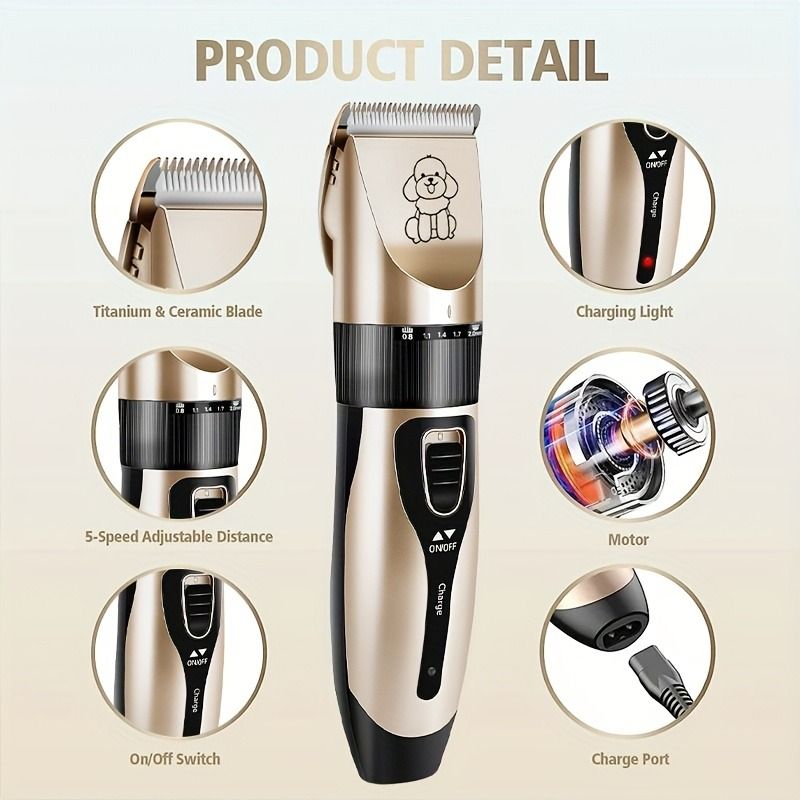 Rechargeable Low-Noise Pet Clipper Kit