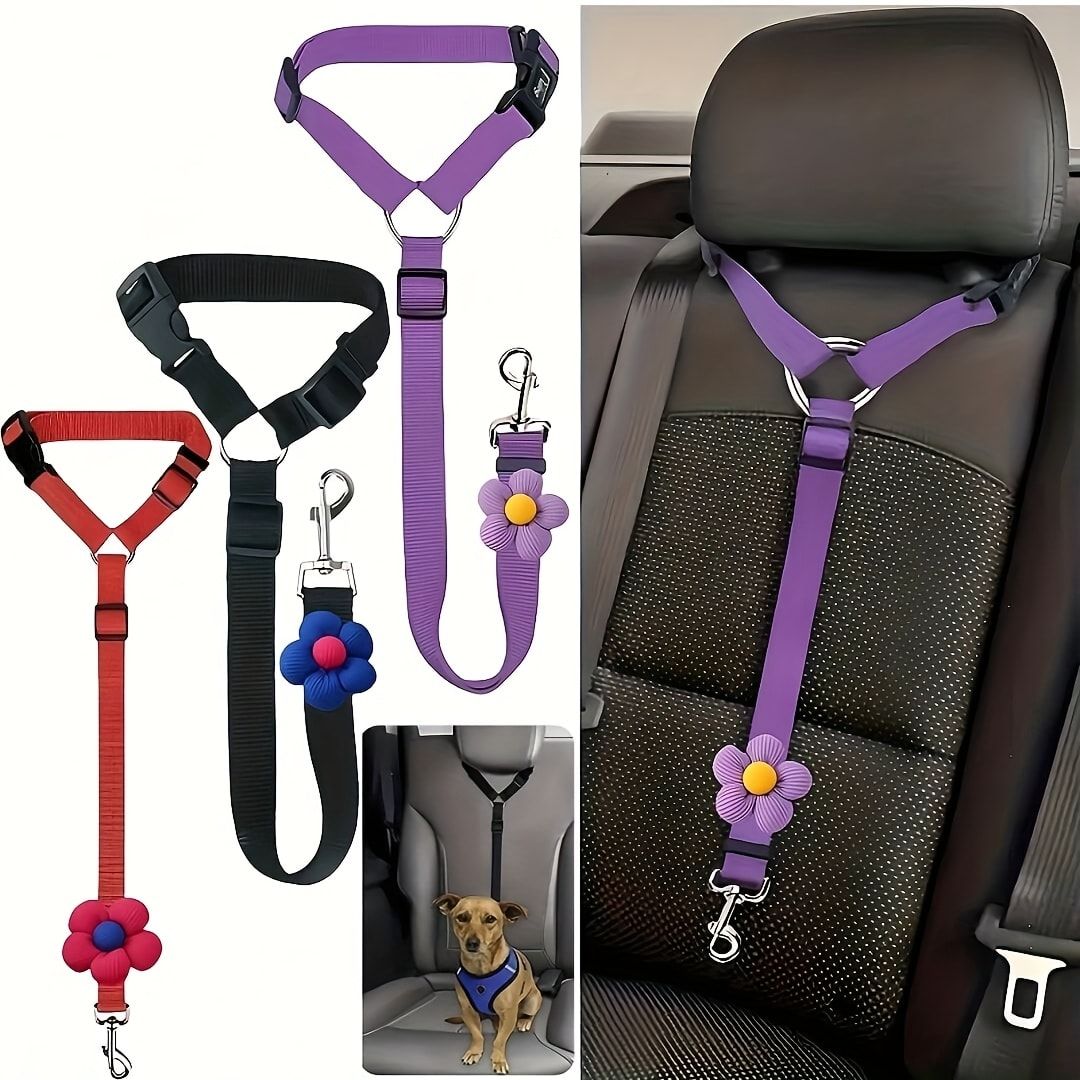 Adjustable Dog Car Seat Belt – Black