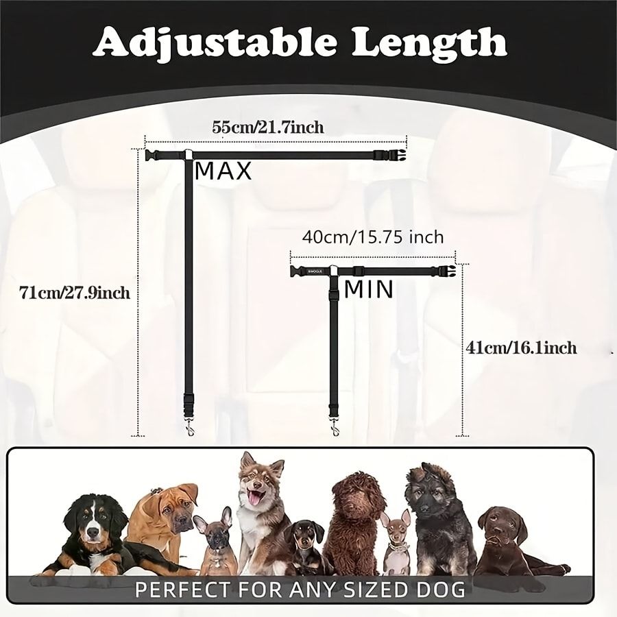 Adjustable Dog Car Seat Belt – Black