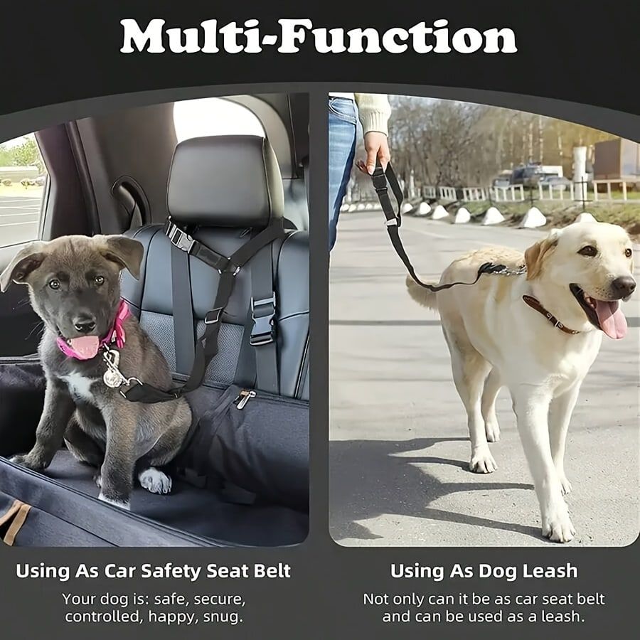 Adjustable Dog Car Seat Belt – Black
