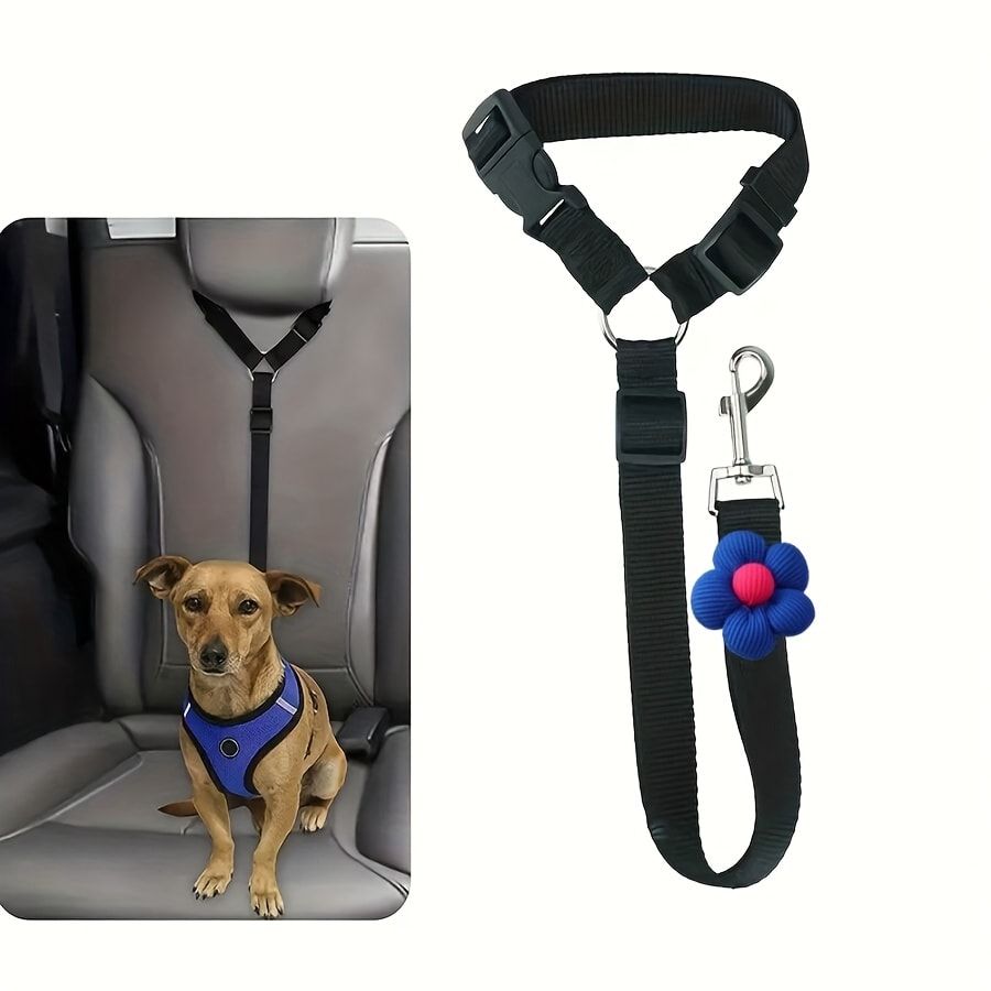 Adjustable Dog Car Seat Belt – Black