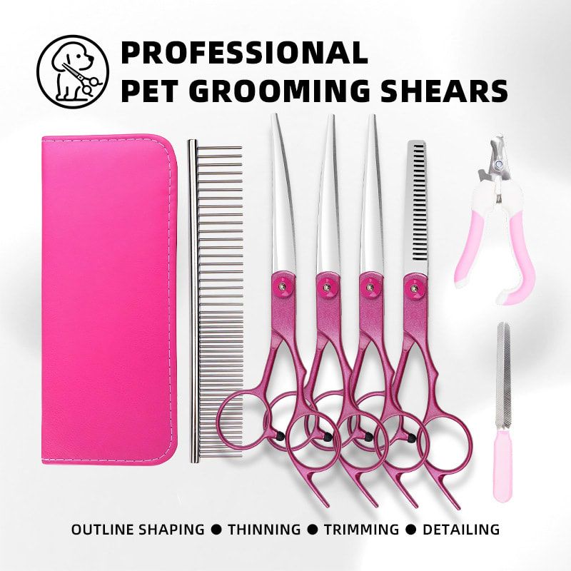 Professional 6-Piece Pet Grooming Scissors Set