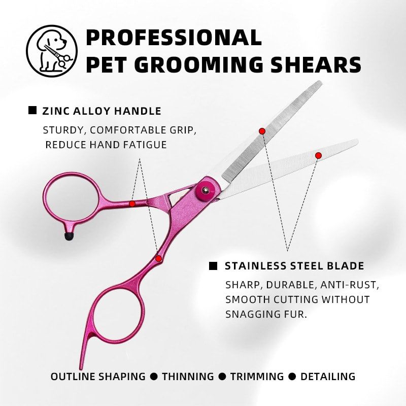 Professional 6-Piece Pet Grooming Scissors Set