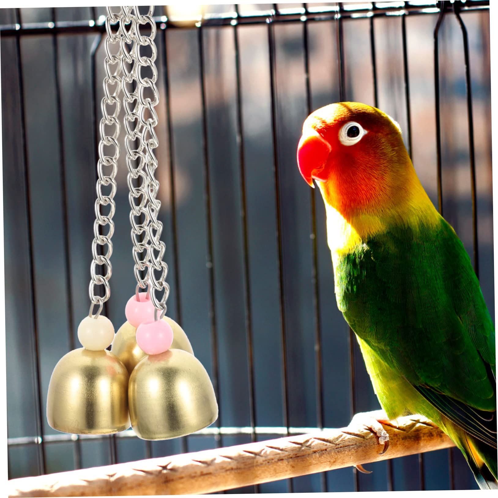 4-Piece Parrot Bell & Cage Toy Set