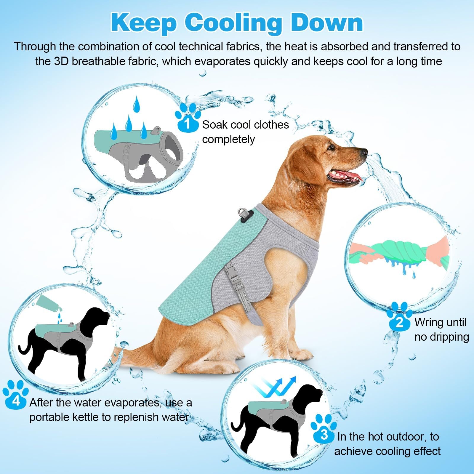 Cooling Dog Vest with Water Bottle – Size M