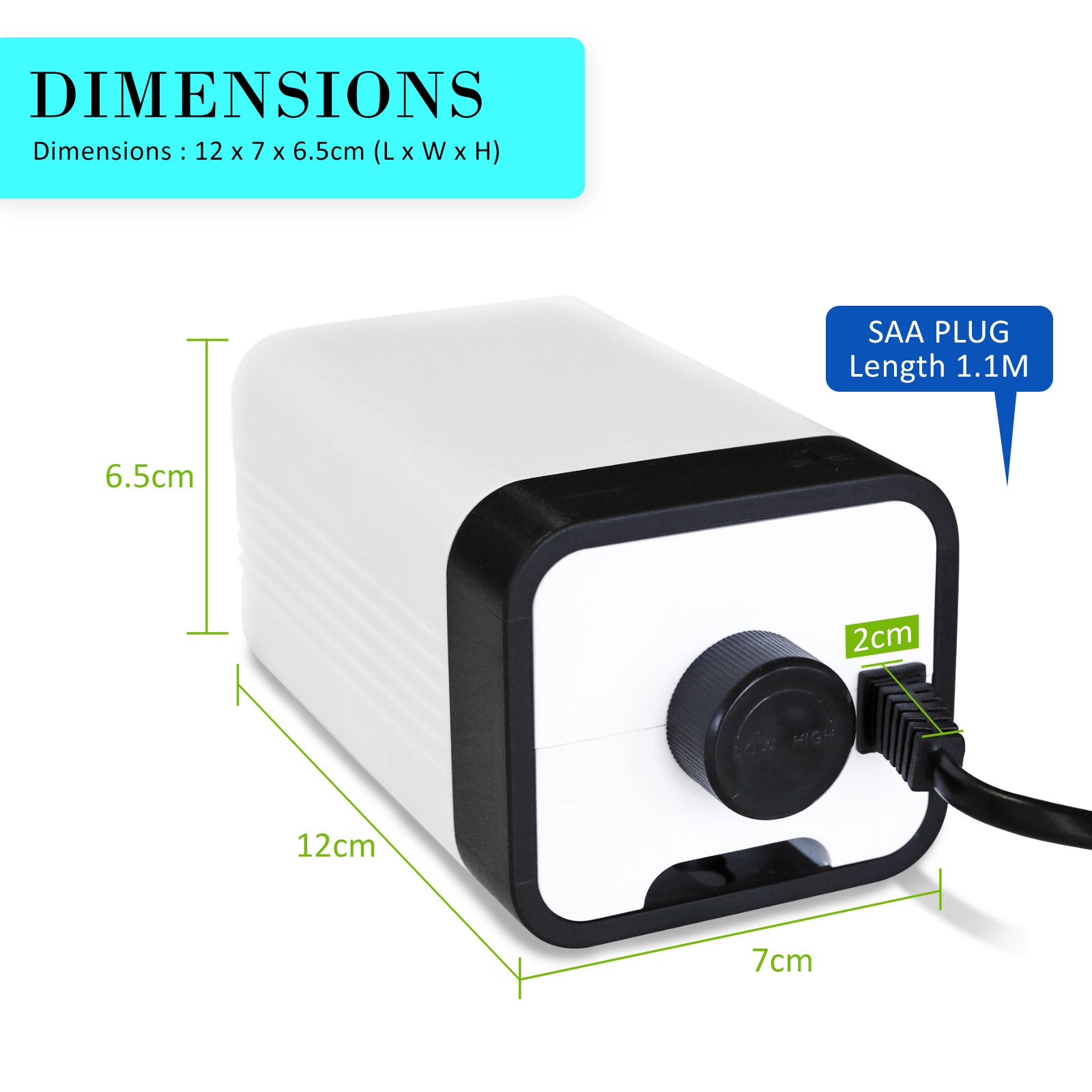 180L/H Dual-Outlet Aquarium Air Pump – 4W