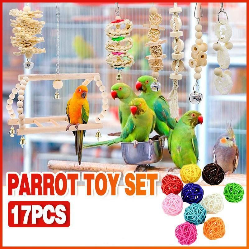 17-Piece Bird Cage Toy & Swing Set
