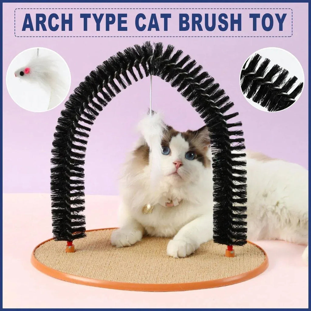 Interactive Cat Self-Grooming Arch with Toy