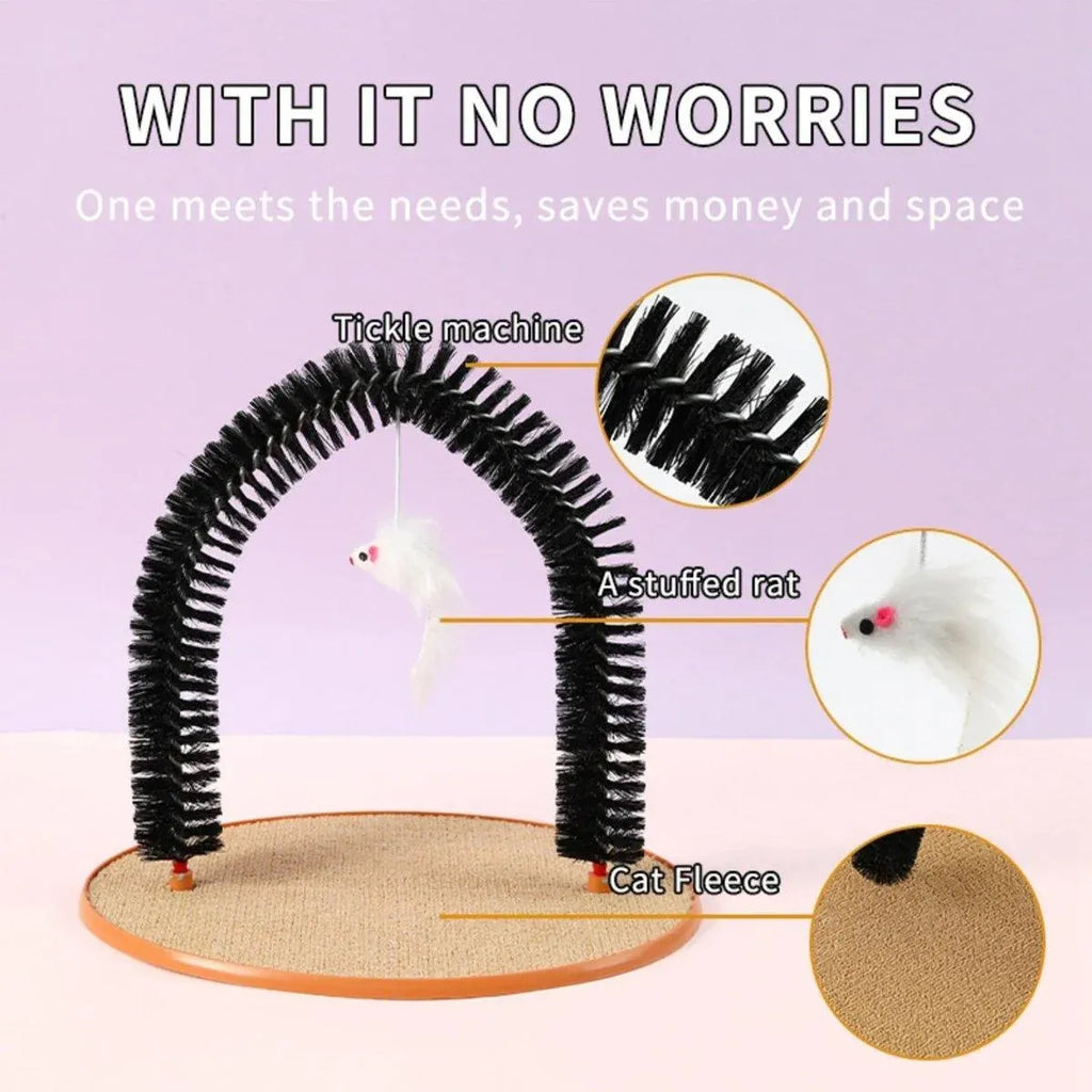 Interactive Cat Self-Grooming Arch with Toy