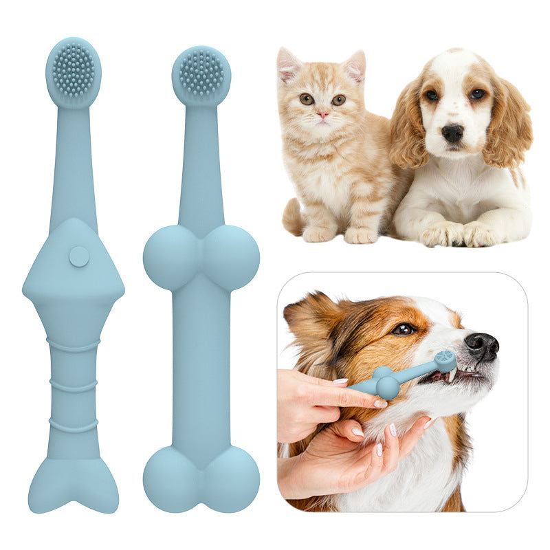 6-Pack Silicone Pet Toothbrushes – Blue