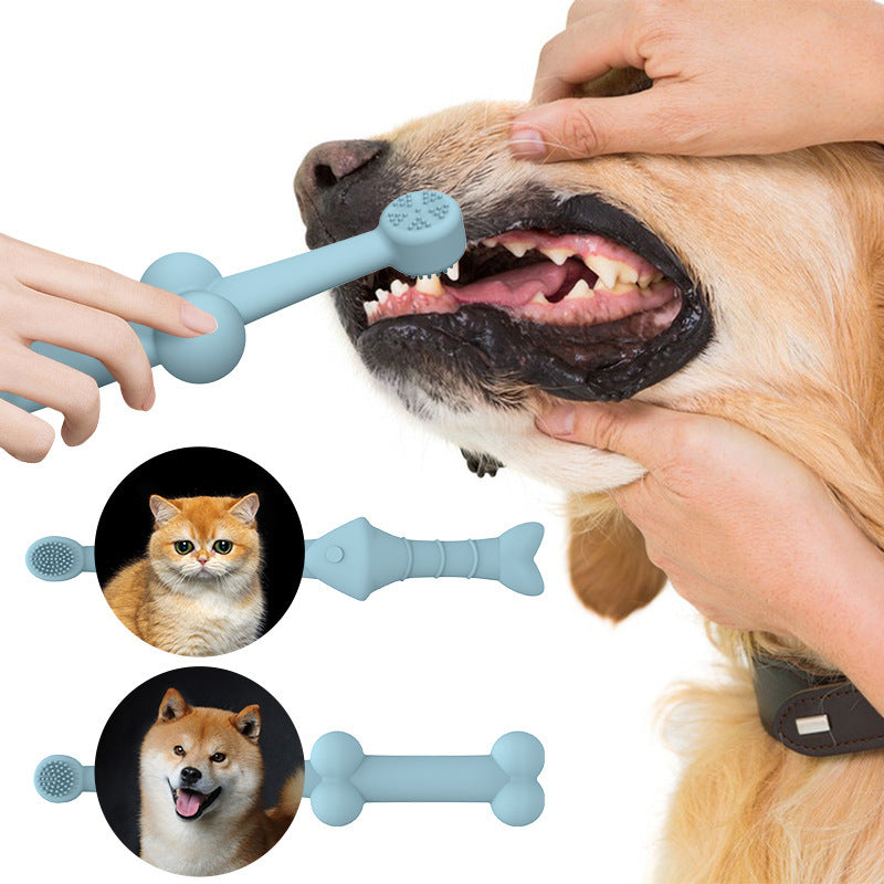 6-Pack Silicone Pet Toothbrushes – Blue