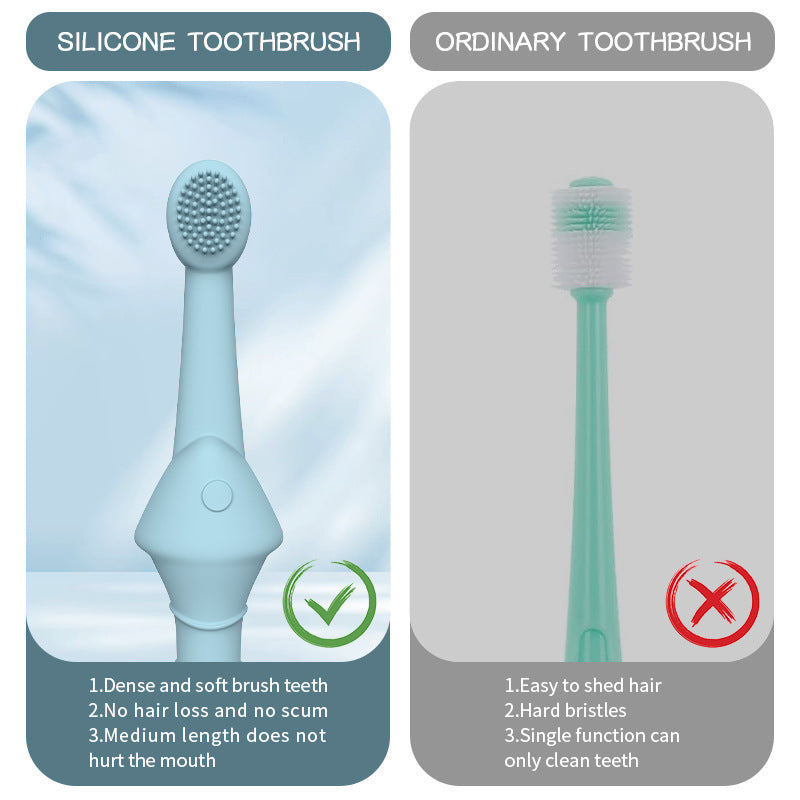6-Pack Silicone Pet Toothbrushes – Blue