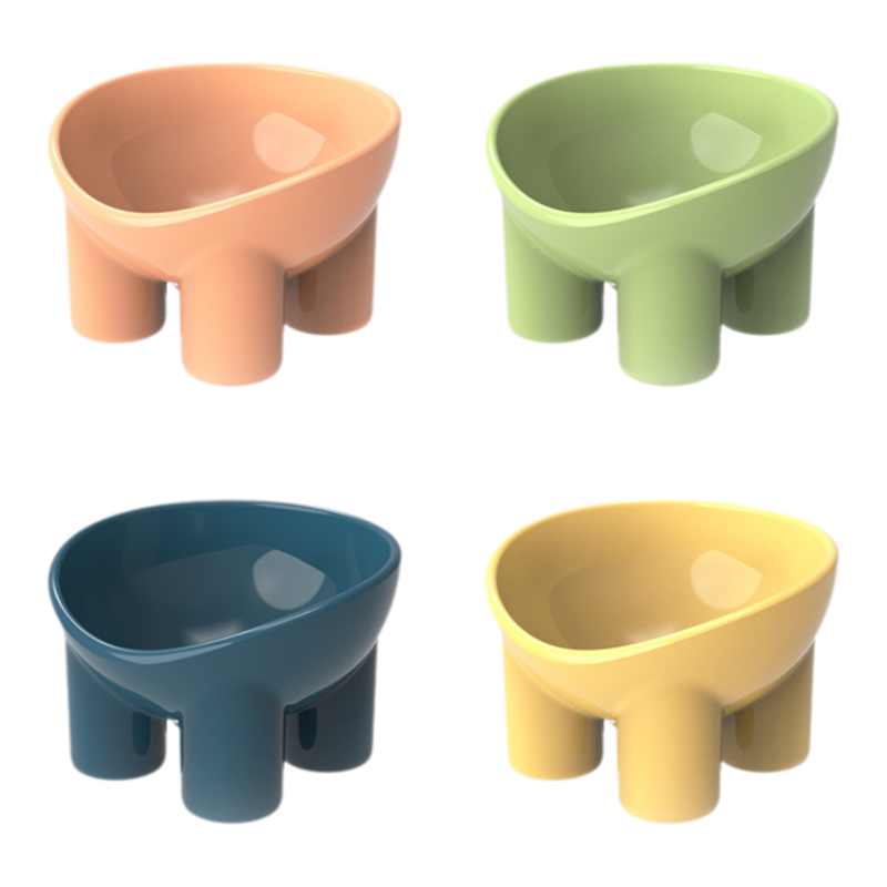 4-Pack Elevated Pet Bowls – Assorted Colours