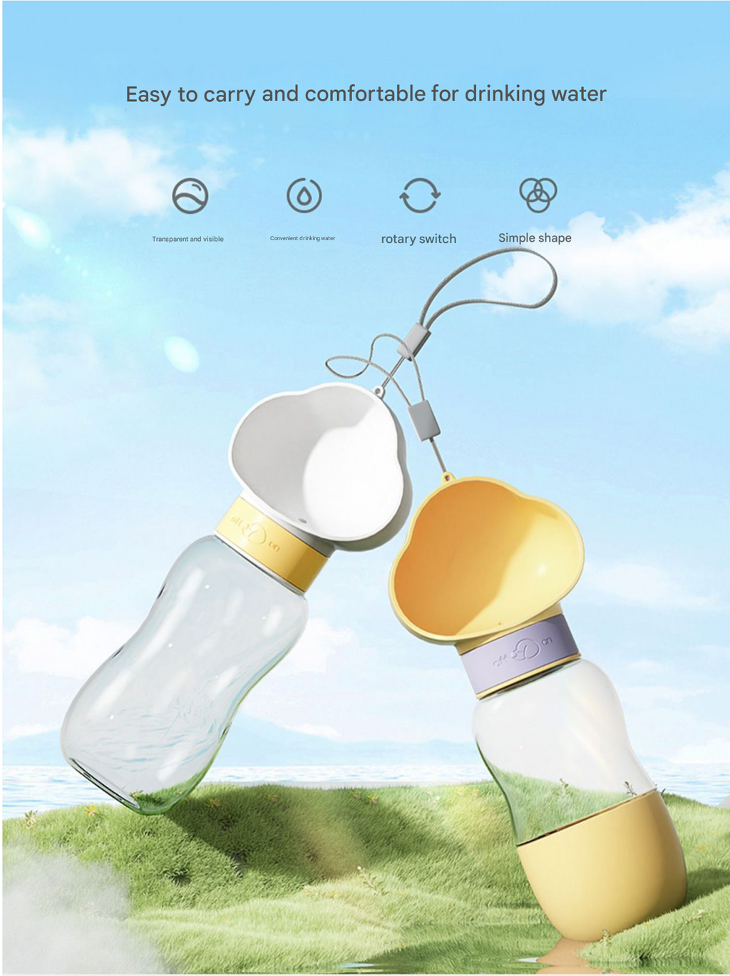 600ml Portable Dog Water Bottle – White