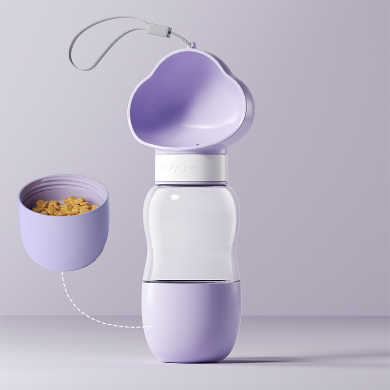 2-in-1 Dog Water Bottle & Food Container – Purple