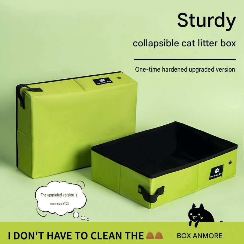 Large Foldable Travel Cat Litter Box – Black