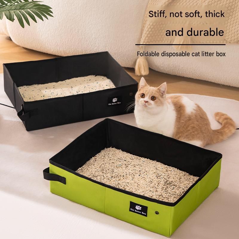 Large Foldable Travel Cat Litter Box – Black