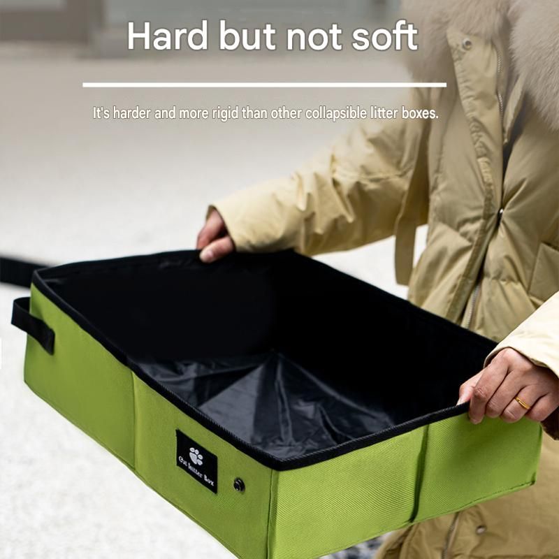 Large Foldable Travel Cat Litter Box – Black