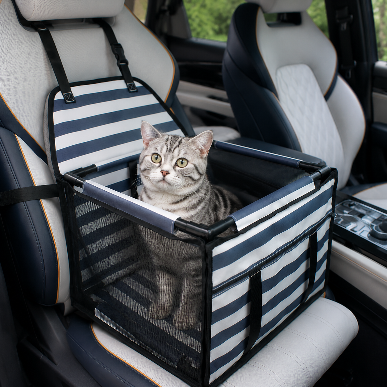 Waterproof Pet Car Booster Seat – Striped