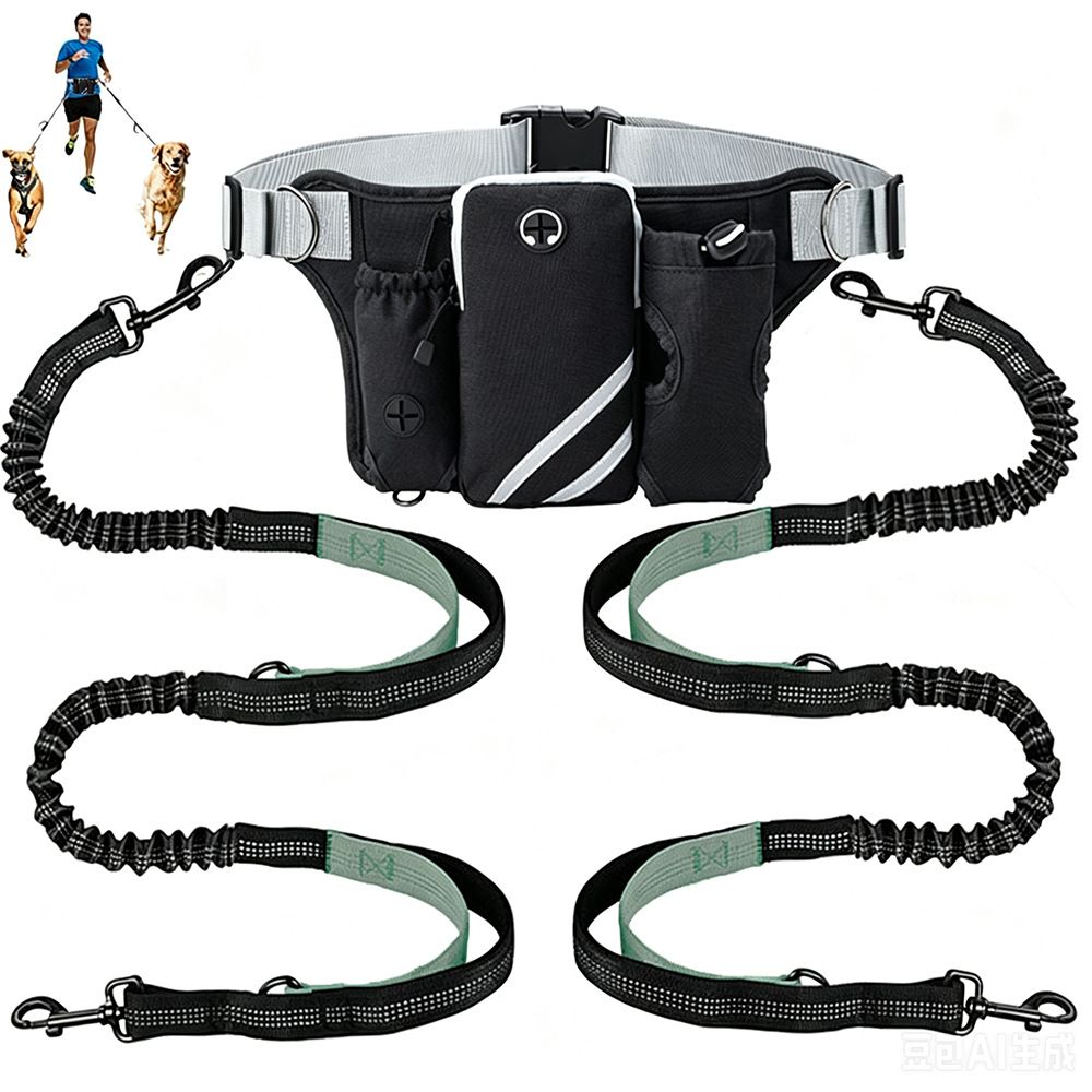 Hands-Free Dog Running Leash & Belt – Grey