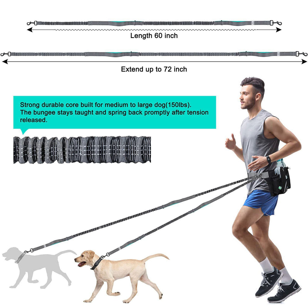 Hands-Free Dog Running Leash & Belt – Grey