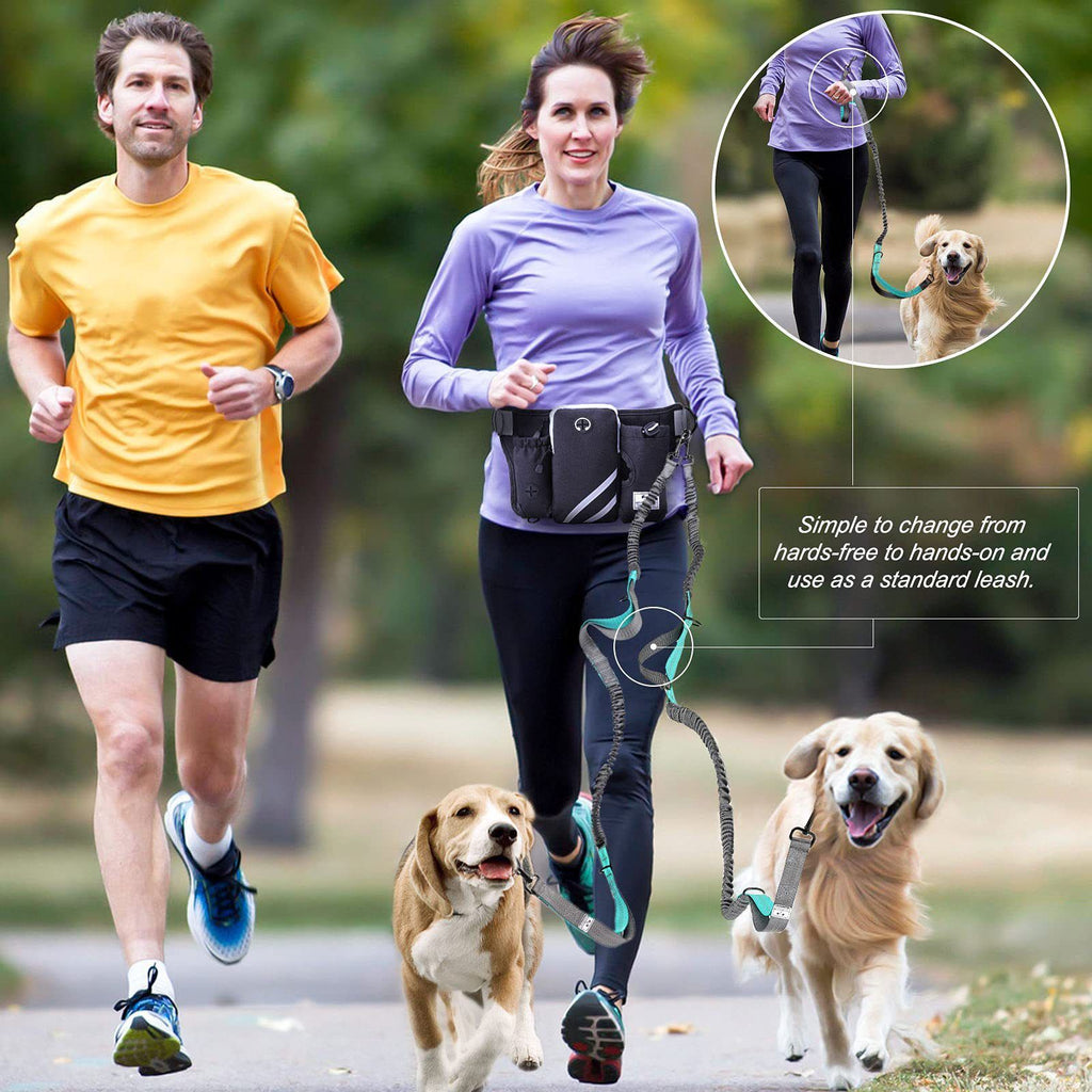 Hands-Free Dog Running Leash & Belt – Grey