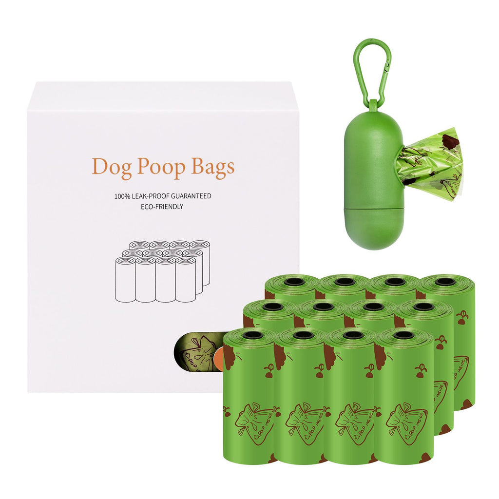 12-Roll Degradable Dog Waste Bags with Dispenser