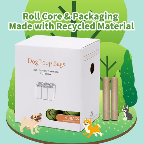 12-Roll Degradable Dog Waste Bags with Dispenser