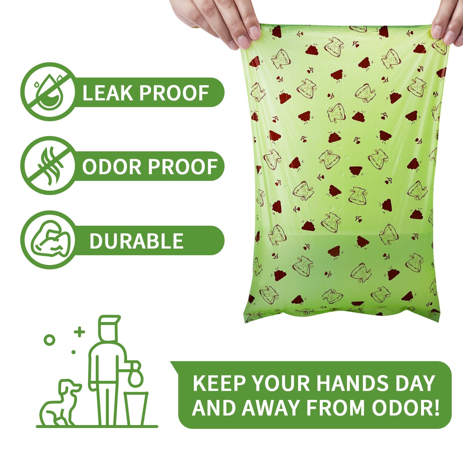 12-Roll Degradable Dog Waste Bags with Dispenser