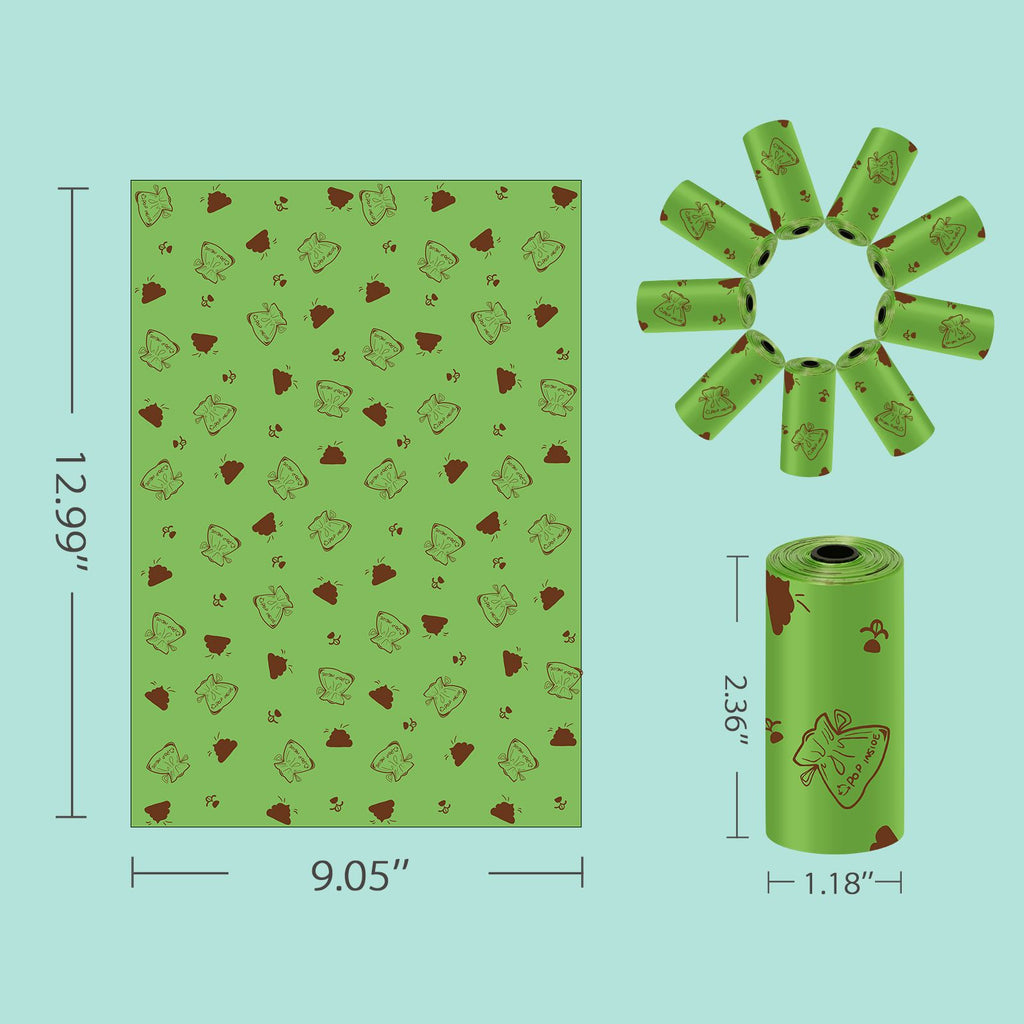 12-Roll Degradable Dog Waste Bags with Dispenser